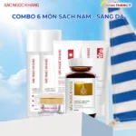 Combo Toàn Diện Mờ Nám, Đẹp Da Sắc Ngọc Khang: Nước tẩy trang 145ml, sữa rửa mặt 50g, nước hoa hồng 145ml, kem chống nắng 50g, kem dưỡng da ban đêm 10g, viên uống vi tảo lục 60v (phiên bản thường)