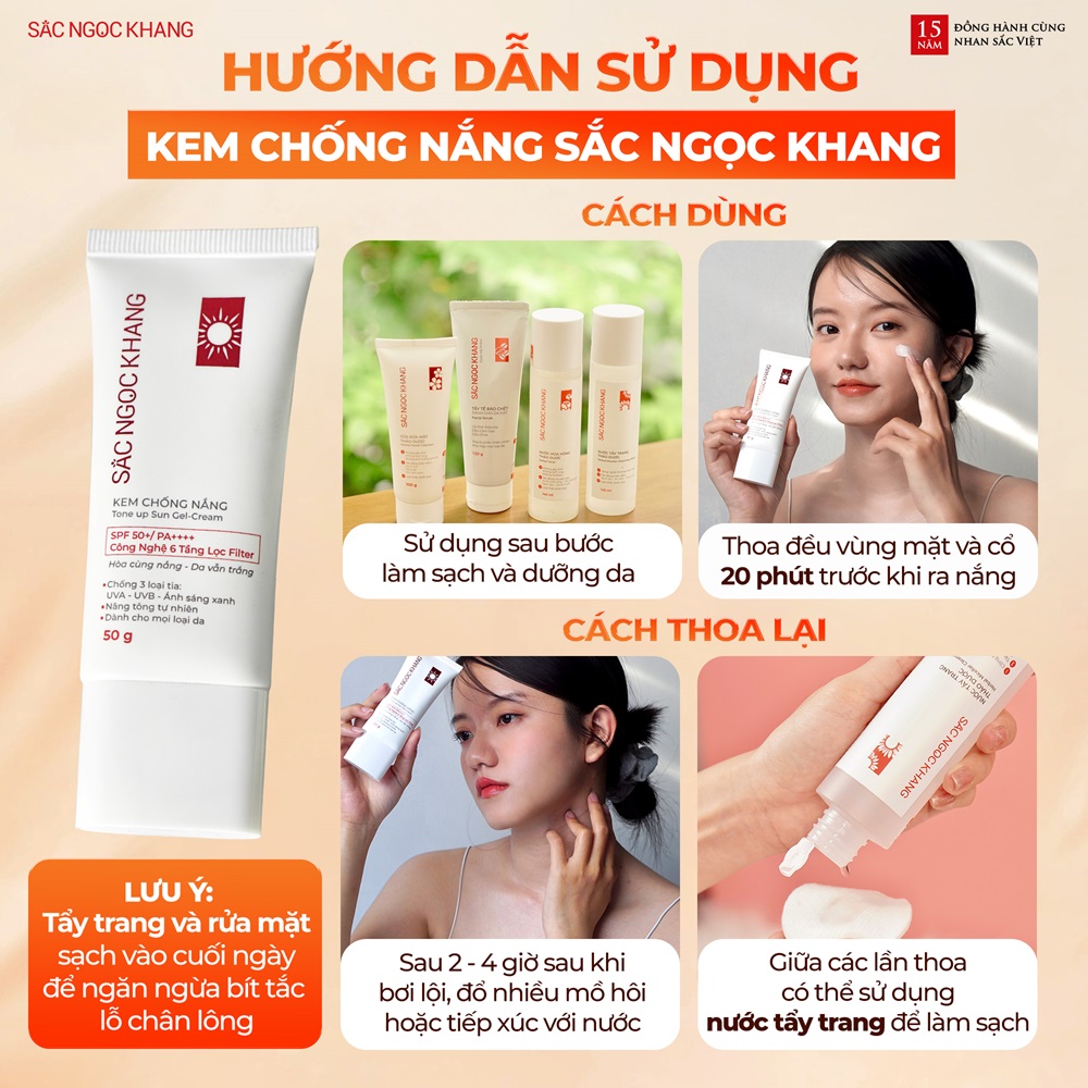 Cách sử dụng Kem chống nắng Sắc Ngọc Khang