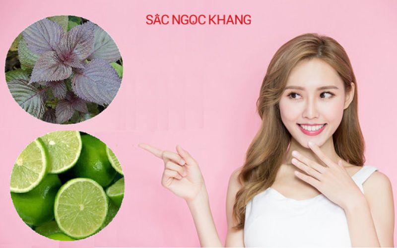 Mặt nạ lá tía tô và chanh tươi