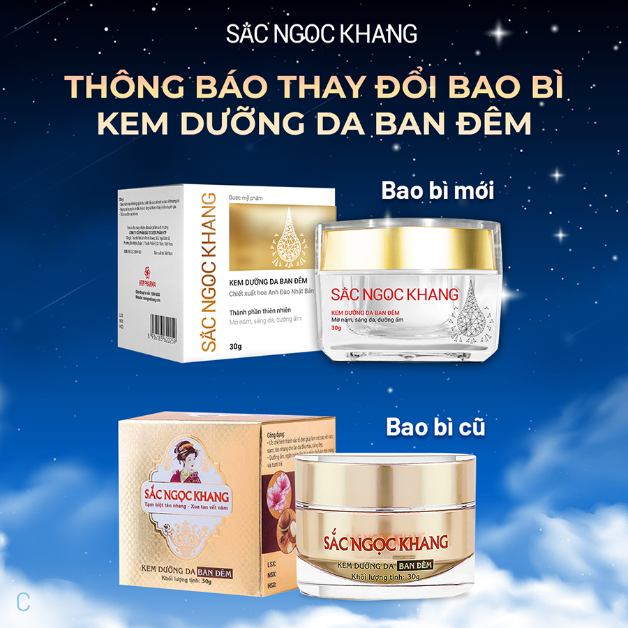 thông báo thay đổi bao bì kem đêm